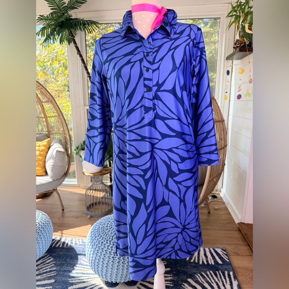 Vineyard Vines Purple  Patterned collared Dress Size Medium